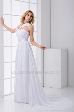 Asymmetrical Sleeveless Chiffon Satin A-Line New Arrival Wedding Dresses 2031120