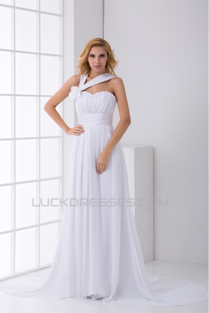 Asymmetrical Sleeveless Chiffon Satin A-Line New Arrival Wedding Dresses 2031120