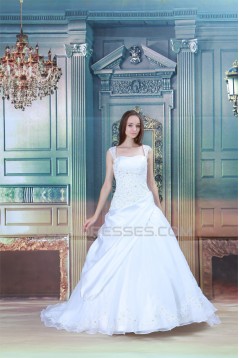 attractive Sleeveless Satin Straps A-Line Most Beautiful Wedding Dresses 2031121