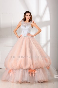 Ball Gown Sleeveless Scoop Satin Organza Fine Netting Wedding Dresses 2031125