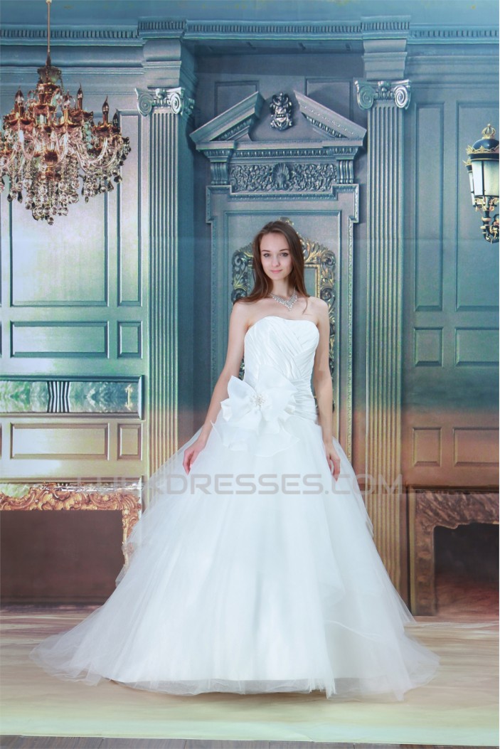 Beautiful Ball Gown Soft Sweetheart Satin Fine Netting Wedding Dresses 2031129