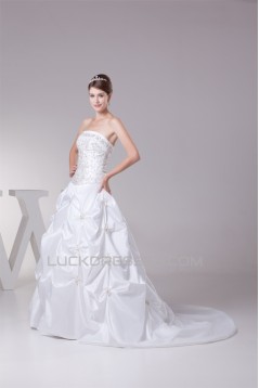 Ball Gown Princess Sleeveless Taffeta Beaded Wedding Dresses 2030113