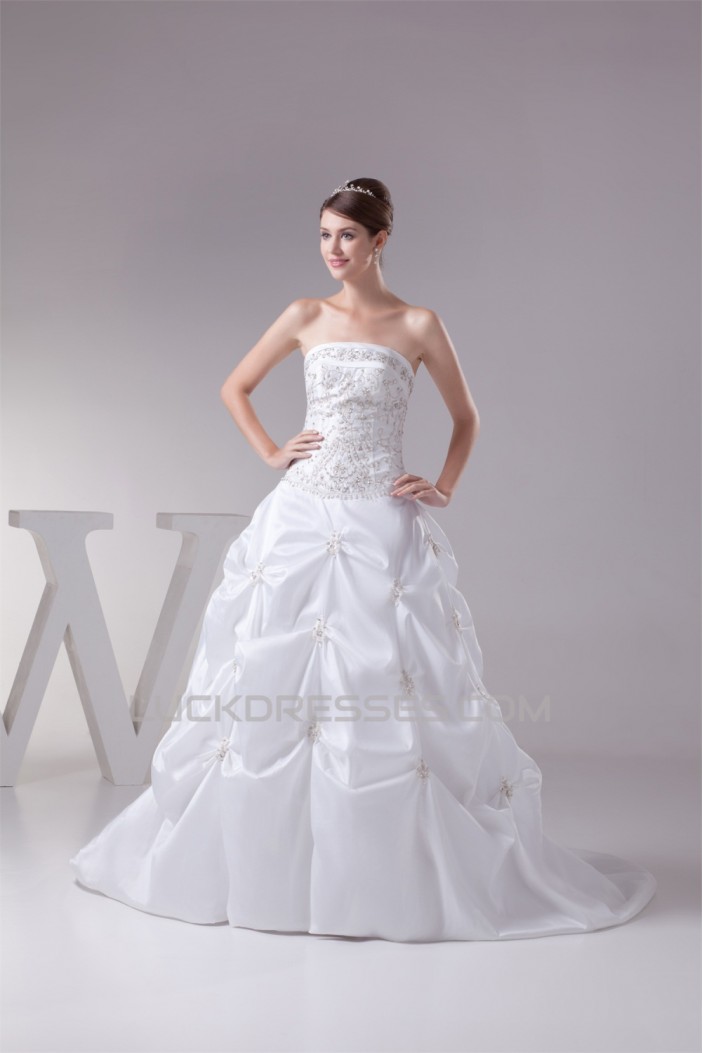 Ball Gown Princess Sleeveless Taffeta Beaded Wedding Dresses 2030113