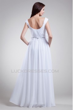 Beautiful Sheath/Column Off-the-Shoulder Chiffon Satin Beaded Wedding Dresses 2031132