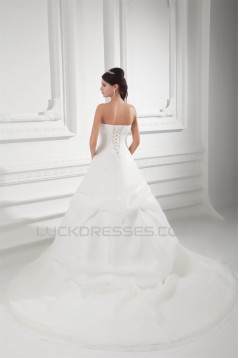 Breathtaking A-Line Sweetheart Sleeveless Satin Sweet Wedding Dresses 2031139