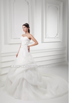 Breathtaking A-Line Sweetheart Sleeveless Satin Sweet Wedding Dresses 2031139