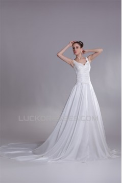 Breathtaking A-Line Taffeta V-Neck Sleeveless Sweet Wedding Dresses 2031140