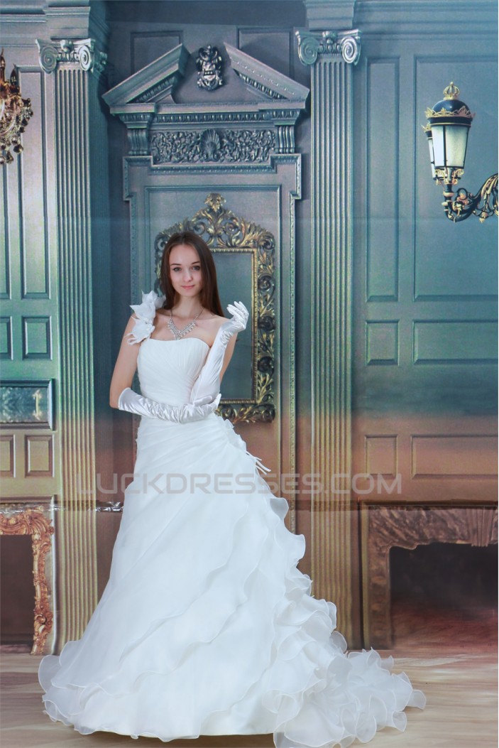 Breathtaking Sleeveless A-Line One-Shoulder Wedding Dresses 2031141