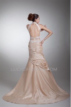 Breathtaking Sleeveless High Neck Taffeta A-Line Wedding Dresses with Color 2031142