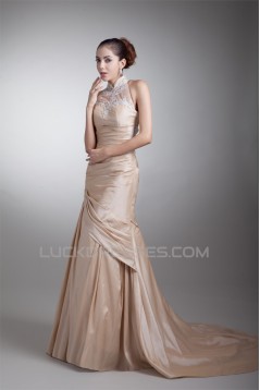 Breathtaking Sleeveless High Neck Taffeta A-Line Wedding Dresses with Color 2031142