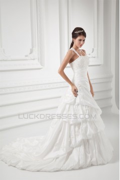 Charming Straps Taffeta Sleeveless A-Line Embellished Wedding Dresses 2031148