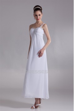 Chiffon Satin One-Shoulder Sheath/Column Reception Wedding Dresses 2031151