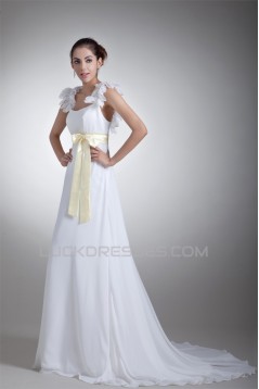 Chiffon Satin Sleeveless Straps A-Line New Arrival Wedding Dresses 2031154