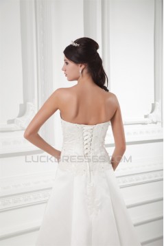 Sleeveless Satin Sweetheart A-Line Sweet Lace Wedding Dresses 2031163