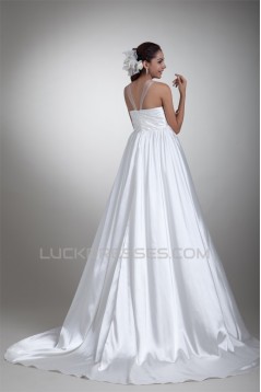 Elastic Woven Satin A-Line Straps Beautiful Wedding Dresses Maternity Wedding Dresses 2031164