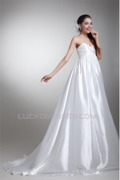 Elastic Woven Satin A-Line Straps Beautiful Wedding Dresses Maternity Wedding Dresses 2031164