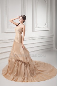 Elegant A-Line Sleeveless Taffeta Strapless Wedding Dresses 2031166