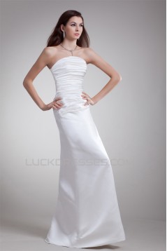 Elegant Strapless Satin Sleeveless A-Line Wedding Dresses 2031175