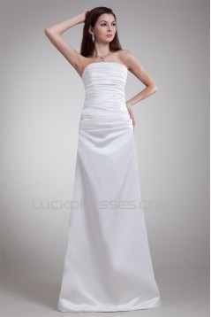 Elegant Strapless Satin Sleeveless A-Line Wedding Dresses 2031175