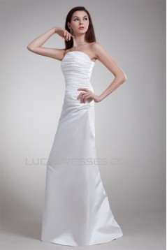 Elegant Strapless Satin Sleeveless A-Line Wedding Dresses 2031175