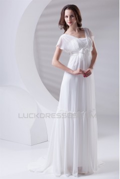 Fantastic Flared Sleeves Strapless A-Line Chiffon Wedding Dresses Maternity Wedding Dresses 2031179