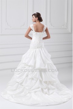 Fantastic Straps Sleeveless A-Line Taffeta Wedding Dresses 2031184