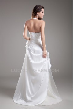 Fantastic Taffeta Sleeveless Sheath/Column Halter Wedding Dresses 2031186