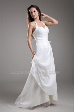 Fantastic Taffeta Sleeveless Sheath/Column Halter Wedding Dresses 2031186