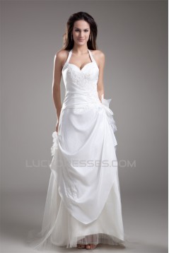 Fantastic Taffeta Sleeveless Sheath/Column Halter Wedding Dresses 2031186