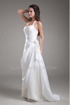 Fantastic Taffeta Sleeveless Sheath/Column Halter Wedding Dresses 2031186