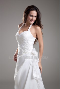 Fantastic Taffeta Sleeveless Sheath/Column Halter Wedding Dresses 2031186