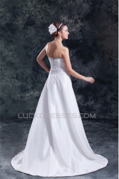 Fantastic Taffeta Sweetheart A-Line Sleeveless Beaded Wedding Dresses 2031187