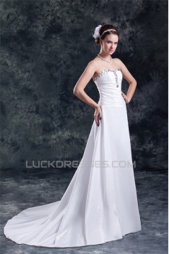 Fantastic Taffeta Sweetheart A-Line Sleeveless Beaded Wedding Dresses 2031187