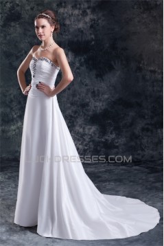 Fantastic Taffeta Sweetheart A-Line Sleeveless Beaded Wedding Dresses 2031187