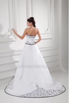 Fashionable Satin Sweetheart Sleeveless A-Line Best Wedding Dresses 2031193