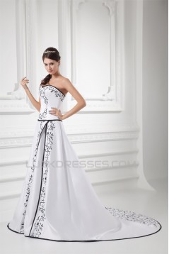 Fashionable Satin Sweetheart Sleeveless A-Line Best Wedding Dresses 2031193
