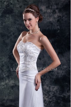 Fashionable Sleeveless Sweetheart Satin Net A-Line Best Wedding Dresses 2031196