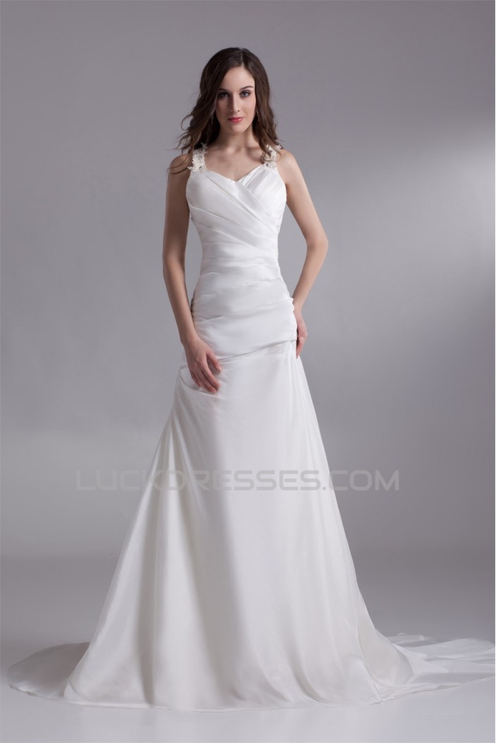 Fashionable Straps Sleeveless A-Line Taffeta New Arrival Wedding Dresses 2031197