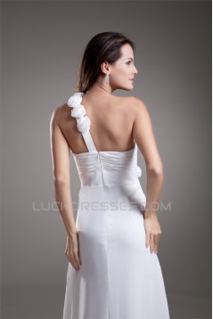 Chiffon Satin One-Shoulder A-Line Sleeveless Floor-Length Wedding Dresses 2031202