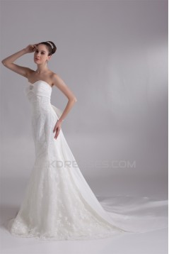 Trumpet/Mermaid Satin Lace Taffeta Sweetheart Sleeveless Wedding Dresses 2031205