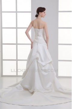 A-Line Strapless Satin Wedding Dresses 2031208