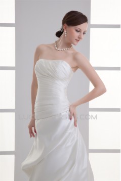 A-Line Strapless Satin Wedding Dresses 2031208