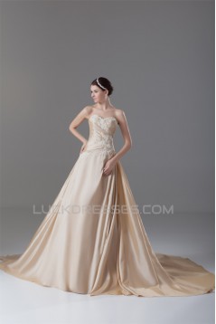A-Line Taffeta Sweetheart Sleeveless Wedding Dresses with A Lace Jacket 2031211