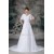 Half Elbow Sleeve A-Line V-Neck Chiffon Satin Beaded Wedding Dresses 2031218
