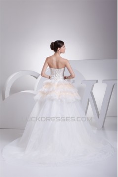 Elegant Satin Organza Fine Netting A-Line Beaded Lace Wedding Dresses 2030122