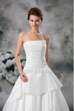 Hot Sale Sleeveless A-Line Strapless Satin New Arrival Wedding Dresses 2031222