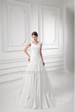 Latest Design Bowl Taffeta A-Line New Arrival Wedding Dresses 2031227