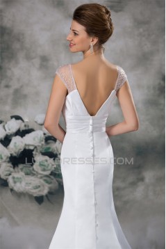 Latest Design Cowl Mermaid/Trumpet Satin Beaded Wedding Dresses 2031229