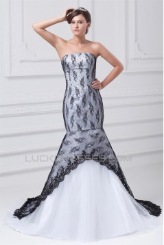 Mermaid/Trumpet Beading Satin Lace Tulle Wedding Dresses 2031230