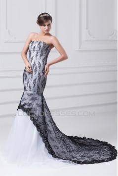 Mermaid/Trumpet Beading Satin Lace Tulle Wedding Dresses 2031230